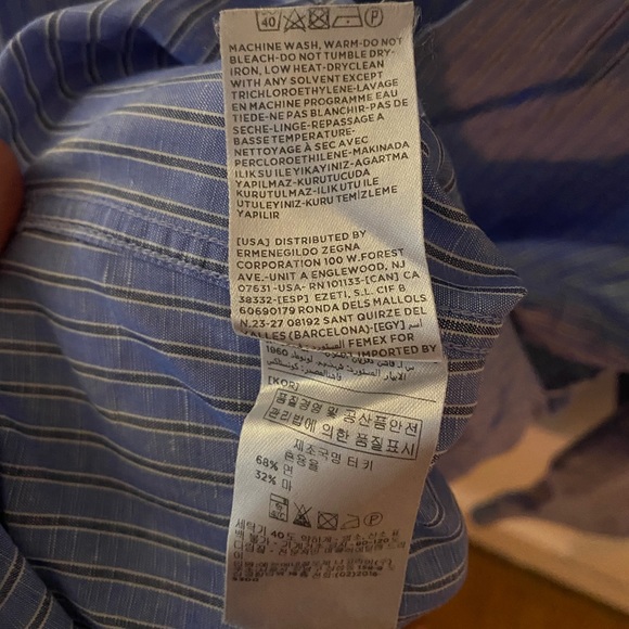 Ermenegildo Zegna mens button down long sleeve shirt - Picture 5 of 5